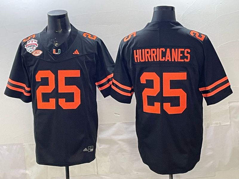 Men 2026 Miami Hurricanes #25 Hurricanes Black 3th generations Limited NCAA Jersey 05
